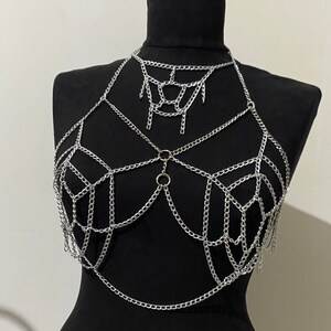 Spiderman Body chain bralette, silver and gold bra chain, festival jewelry,  body outfit,rave outfit,beach jewelry,body chain harness,bra
