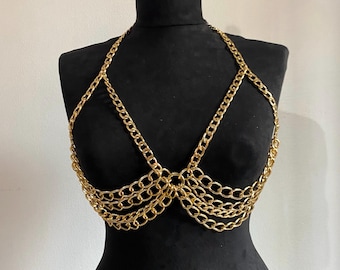 Gold Chain Bralette: Festival Body Jewelry