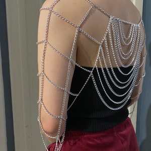 Gold / Silver / Black Shoulder Chain Harness – Statement Body Jewelry for Women – Festival, Evening & Party Outfit Accessor