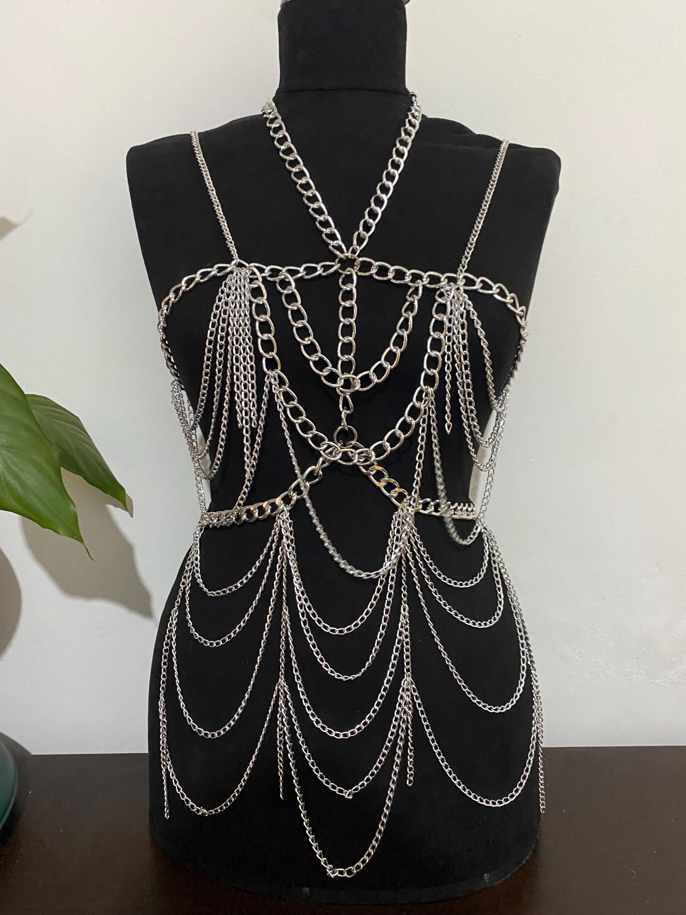 silver body chain dress Sequin Body Chain Party Dress, Silver