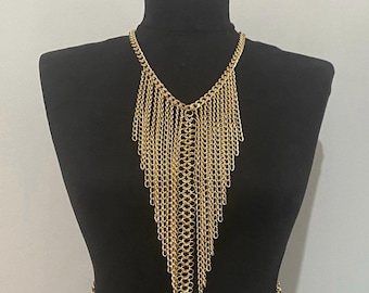 Body-bh met gouden ketting: Festival Rave-outfitsieraden