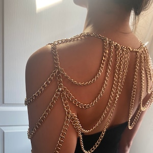 Multilayer shoulder Chain, layered shoulder necklace, shoulder decoration, fringed shoulder Chain, boho gold silver shoulder , rave outfit