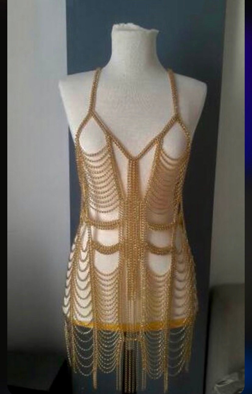 Gold Body Chain Dress: Festival Rave Outfit - Etsy