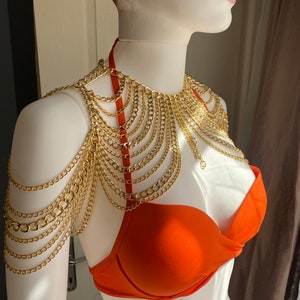 Multilayer shoulder Chain, layered shoulder necklace, shoulder decoration, fringed shoulder Chain, boho gold silver shoulder , rave outfit