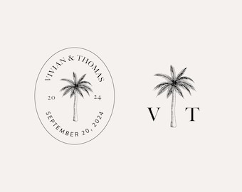 Palm Tree Wedding Monogram, Beach Destination Tropical Monogram SVG