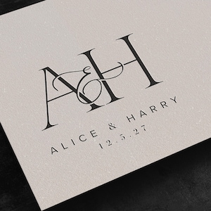 Wedding Monogram Design Couple Logo, Wedding Branding Monogram Template for Invites, Stylish Modern Personalised Simple Monogram SVG