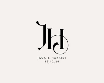 Monograma de boda moderno, monograma de pareja para boda, logotipo de boda personalizado, SVG de boda, monograma de boda digital, invitación de boda con monograma