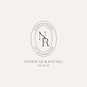 Puede incluir: Un anuncio de boda en blanco y negro con los nombres Nicholas y Rachel y la fecha 23 de diciembre de 2023.