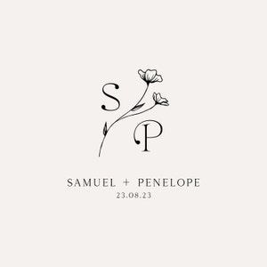 Wedding Logo Design, Wedding Monogram, Elegant Logo, Initial Logo, Modern Wedding Logo, Floral Wedding Logo, Personalised Couple Logo