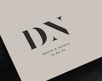 Modern Wedding Logo, Minimalist Monogram (Digital Download)