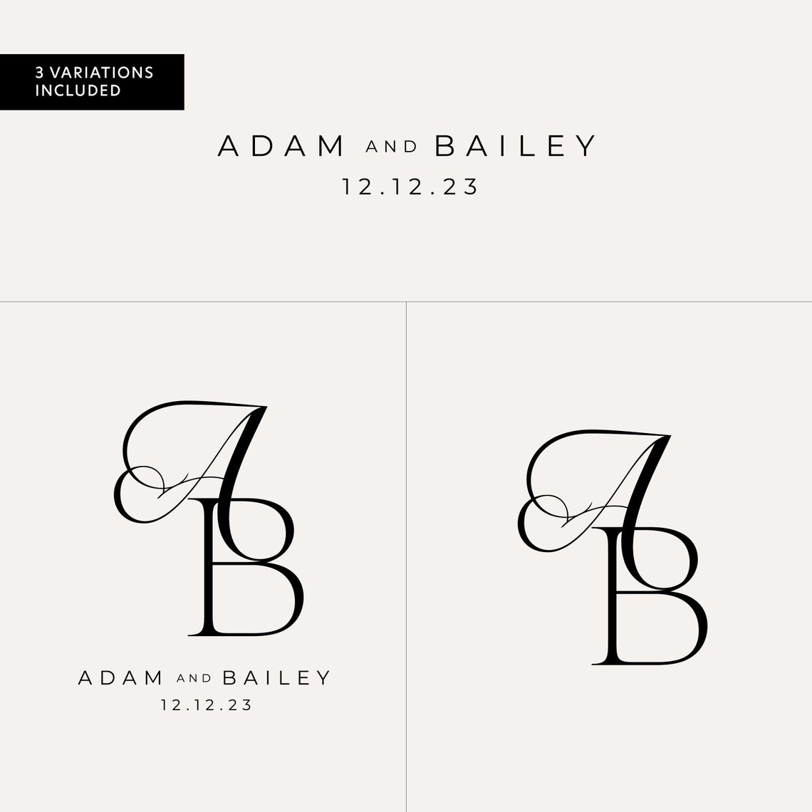 Couple Monogram for Wedding Wedding Monogram Template Etsy