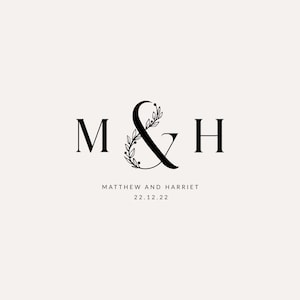 Elegant Wedding Monogram, Premade Logo Design, Wedding Couple Logo, Wedding Monogram Template SVG, Initial Logo, Wedding Logo, Wreath Logo