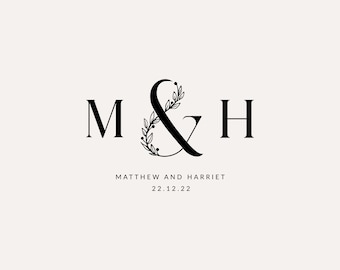 Monograma de boda elegante, diseño de logotipo prediseñado, logotipo de pareja de novios, plantilla de monograma de boda SVG, logotipo inicial, logotipo de boda, logotipo de corona
