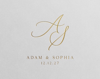 Plantilla de monograma de boda, monograma de pareja personalizado, elegante diseño de logotipo de boda para invitación de boda SVG