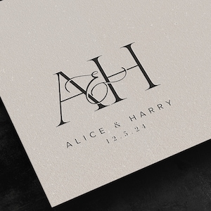 Wedding Monogram Design Couple Logo, Wedding Branding Monogram Template for Invites, Stylish Modern Personalised Simple Monogram SVG