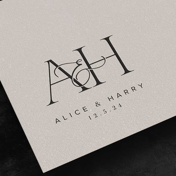 Wedding Monogram Design, Couple Logo, Wedding Monogram Template, Wedding Logo, Initial Logo, Personalised Monogram, Wax Logo, Download