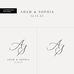 Simple Wedding Monogram, Script Wedding Monogram Template, Couple ...