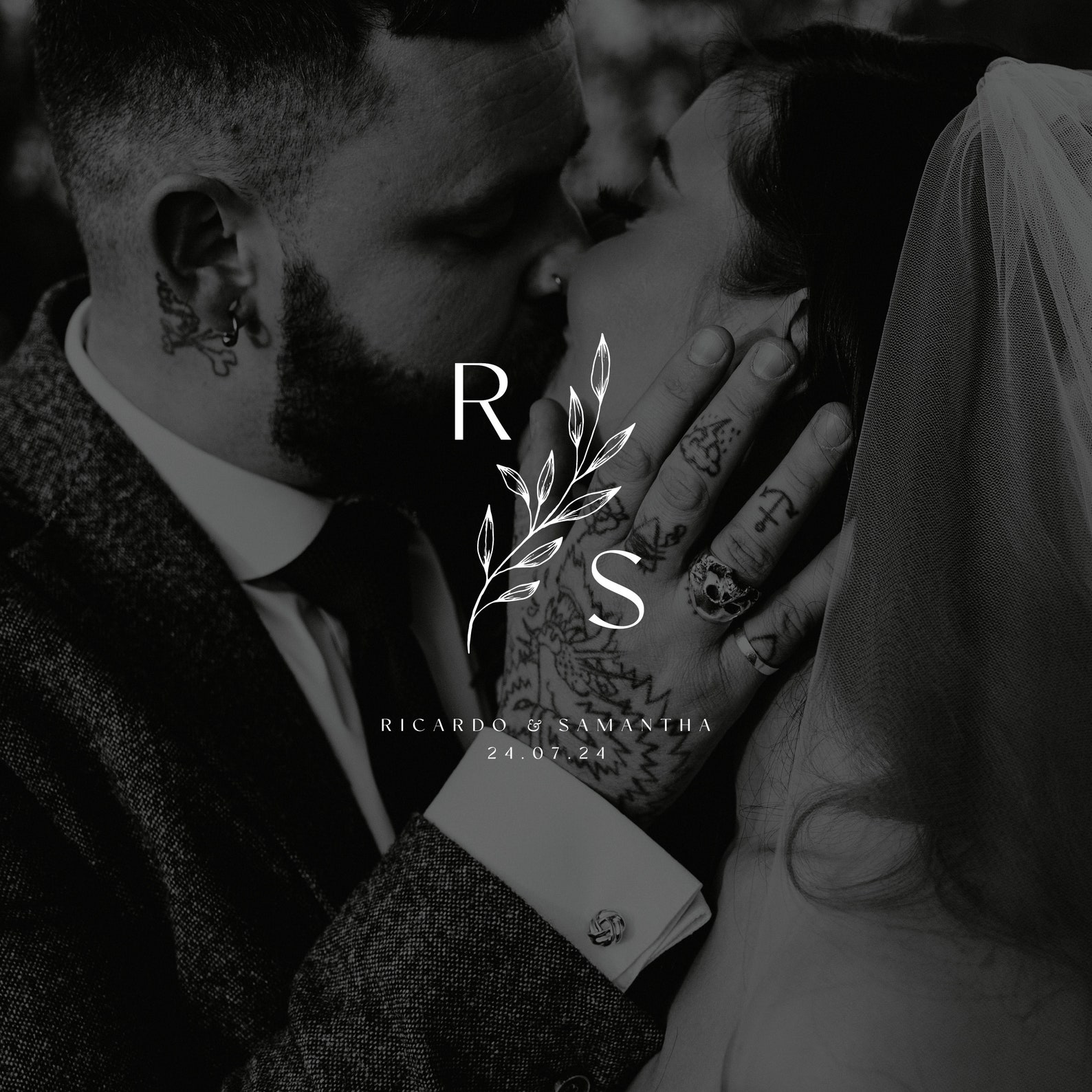 Wedding Monogram Logo, Personalised Couple Wedding Monogram, Italian ...