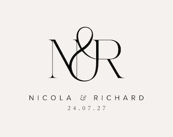 Custom Wedding Monogram Logo, Elegant Initials Design (Digital)