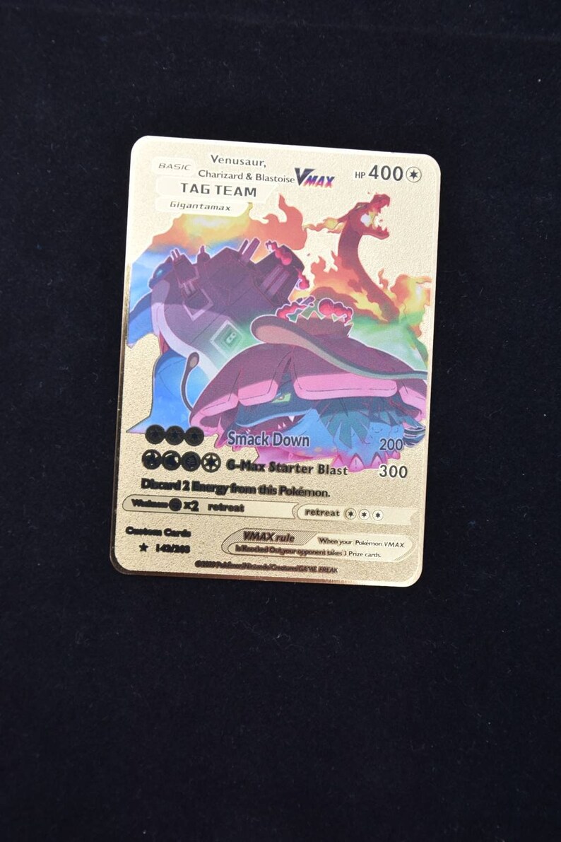 Venusaur Charizard & Blastoise VMAX Gold Metal Pokemon Card Etsy
