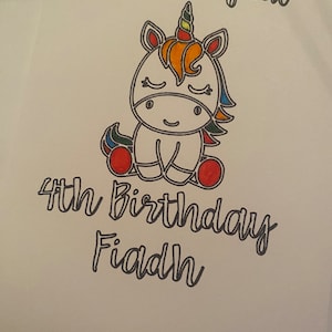 Buon compleanno / Biglietto / Unicorno / Colorato / Luminoso / Regalo / Nome / Personalizzato / Carino / Bello