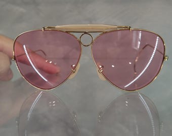 Ray Ban B&L Vintage Sunglasses NOS - Mod. Shooter - Col. Gold - 62 - Original Rose Changeables Lenses - With Original Case - Ultra Rare