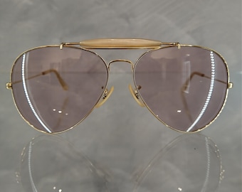 Ray Ban B&L Vintage Sunglasses NOS - Mod. Outdoorsman - Col. Gold - 62/14 - Original BALCOR Pink Lenses - With Original Case - Very Rare