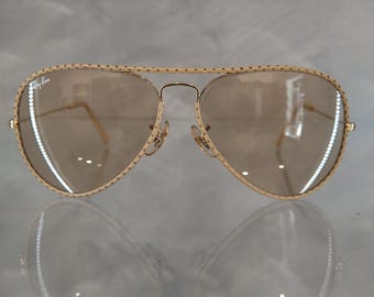 Rayban B&l W1082 59-16 Gold Plated Metal Aviator Sunglasses Made 