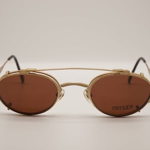 Matsuda Vintage Sonnenbrille NOS – Mod. 2854 – 48/21 – 23 Karat vergoldet – mit Sonnenclip – extrem selten – Titan und Gold – hergestellt in Japan