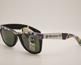 Óculos de sol Ray Ban B&L Vintage - Mod. Wayfarer I - Série Olympia - Edição esportiva - Barcelona 1992 - Muito raro - Novo e perfeito com etiqueta