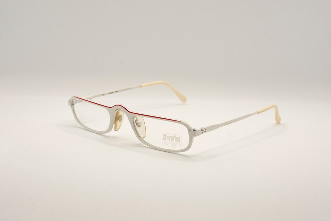 Lunettes Vintage Sferoflex S349 - Monture Or, Rouge Et Noir - Démi-monture Brillante - Neuf (NOS)