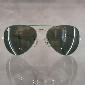 Ray Ban B&L Vintage Sunglasses NOS - Mod. Aviator - Green Flying Colors - 58/14 - G15 Lenses - With Original Case - Rare Color
