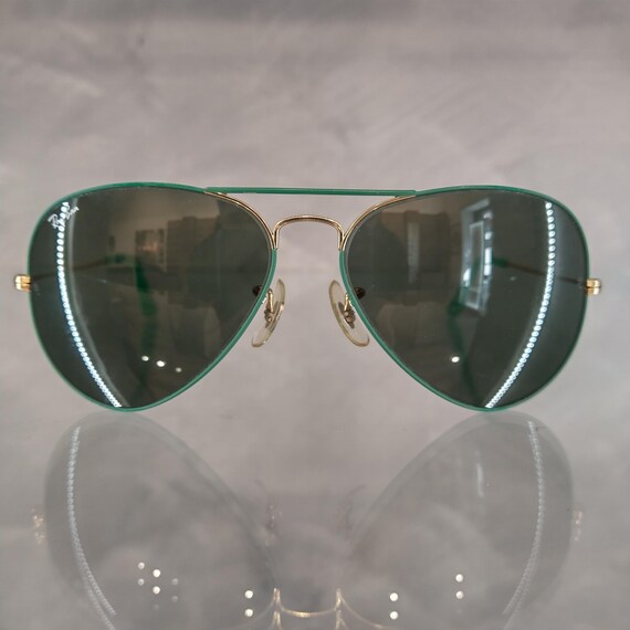 Vintage B&L Ray Ban USA Aviator Sunglasses Green Lenses 58 14 1980 main image 3