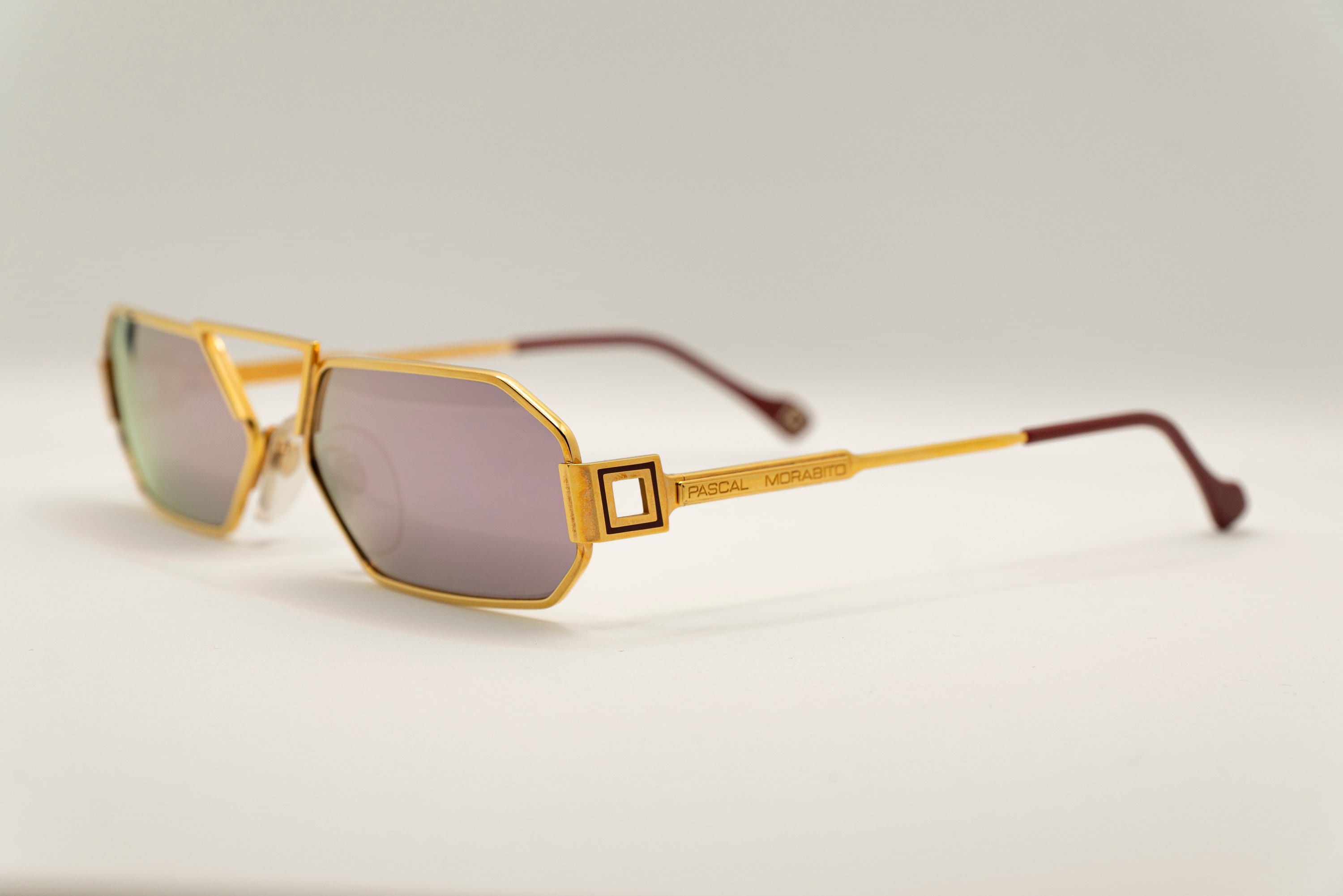 希少 パスカルモラビトPASCAL MORABITO ビンテージ メガネ 度入 Pascal Morabito Vintage Sunglasses NOS - Mod. Cubic - Gold Plated