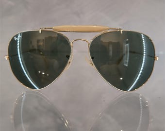 Ray Ban B&L Black Aviator 62 14 Vintage Sunglasses Made in USA