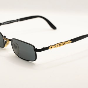 Lunettes de soleil vintage originales Marines NOS - Mod. 5143 - Col. Ne/Or - 48 - Neuf et parfait - Fabriqué en Italie