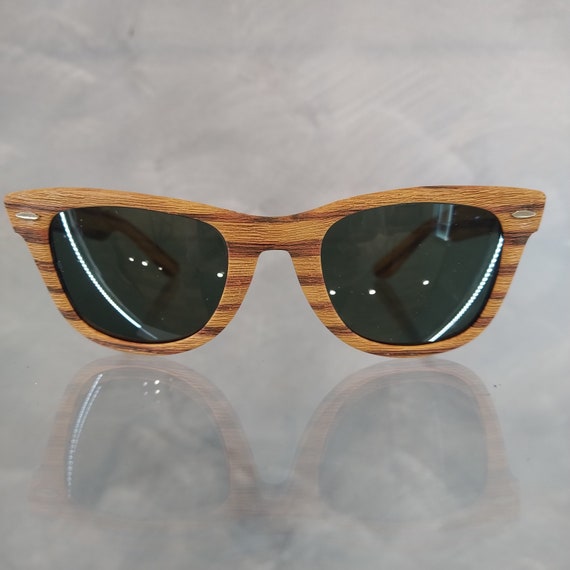Ray Ban B L Vintage Sunglasses NOS Mod. Wayfarer Woodies Dark Tiki G15 Mineral Lenses Pre Etching With Original Case Ultra Rare Etsy
