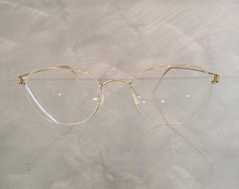Gafas Lindberg Vintage NOS - Modelo Robin - Color Oro - Talla 49 - Nuevas y perfectas - AIR TITANIUM - Montura de alta calidad - Con estuche original
