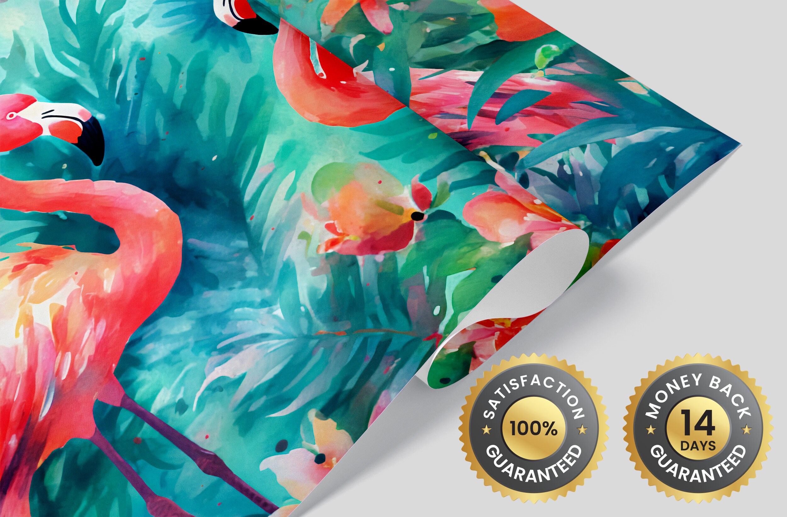 Tropical Flamingo Peel and Stick Mural Flamingo Mural Etsy