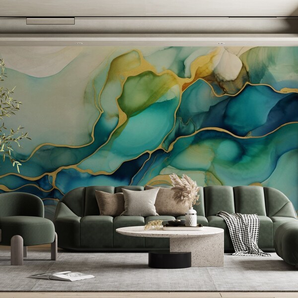 Green Marble Wallpaper Etsy