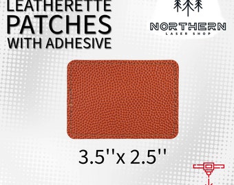 Laserable Basketball Leatherette Patch with Heat Adhesive (3.5"x 2.5")