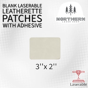 White Leatherette Patches with Heat Adhesive, Rectangle 3"x 2"| Glowforge, Laserable Leatherette, Hat Patches, Leather Patch, xTool