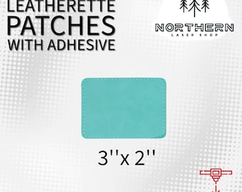 Teal Laserable Leatherette Patches, Heat Adhesive, 3x2"