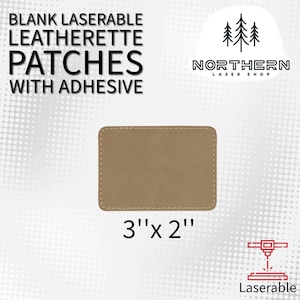 Light Brown Leatherette Patches with Heat Adhesive, Rectangle 3"x 2"| Glowforge, Laserable Leatherette, Hat Patches, Leather Patch, xTool