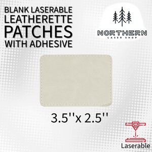 White Leatherette Patches with Heat Adhesive, Rectangle 3.5"x 2.5"| Glowforge, Laserable Leatherette, Hat Patches, Leather Patch, xTool