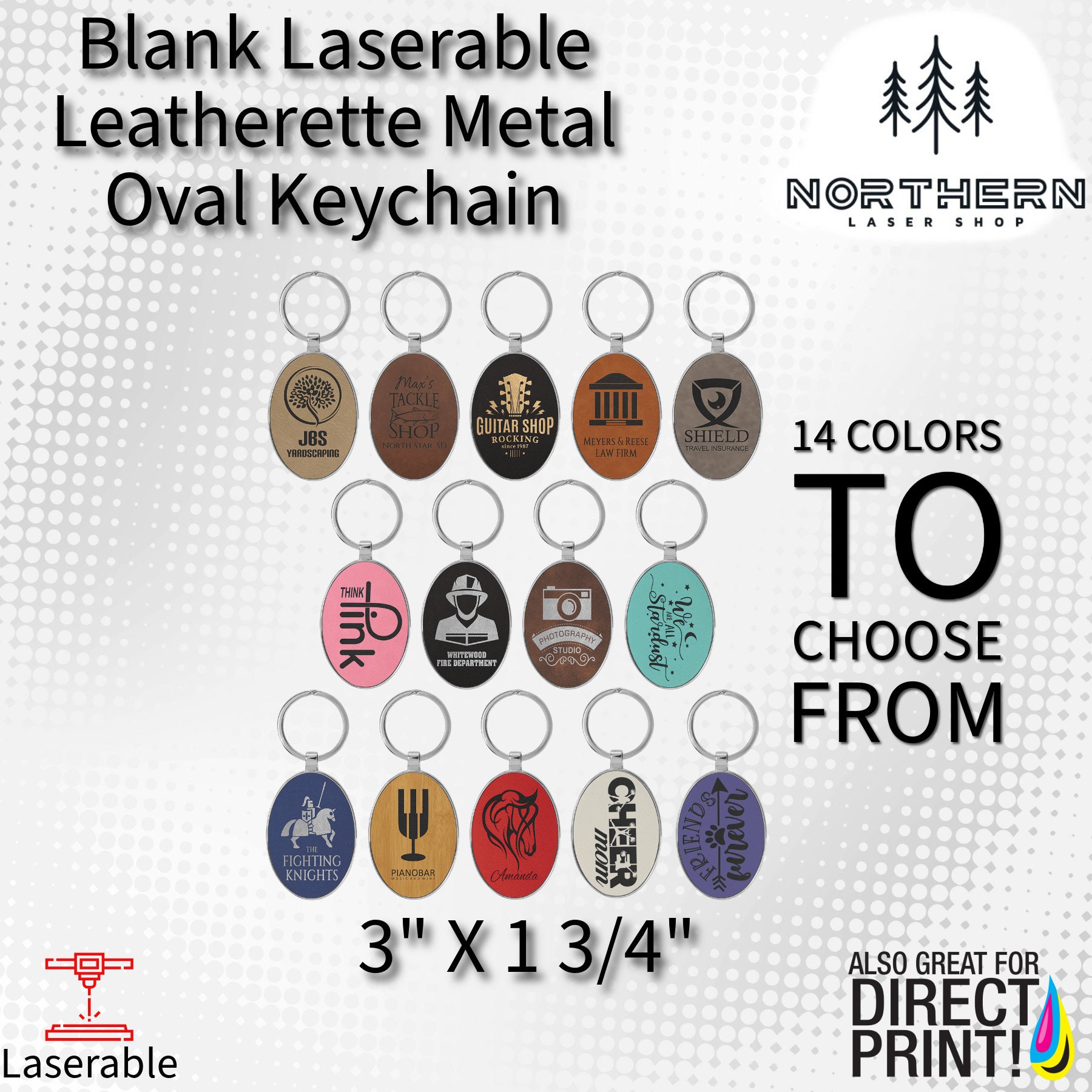Blank Laserable Leatherette Metal Oval Keychain ( 3
