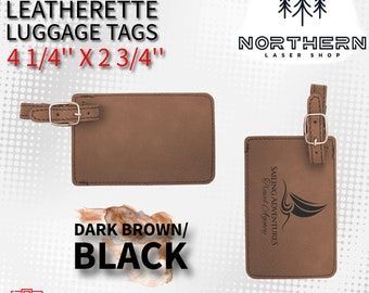Dark Brown Leatherette Luggage Tag: Laser Engraving Supplies (4 1/4" x 2 3/4")