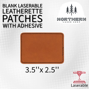 Rawhide Leatherette Patches with Heat Adhesive, Rectangle 3.5"x 2.5"| Glowforge, Laserable Leatherette, Hat Patches, Leather Patch, xTool