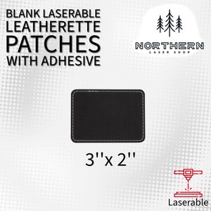 Black Silver Leatherette Patches with Heat Adhesive, Rectangle 3"x 2"| Glowforge, Laserable Leatherette, Hat Patches, Leather Patch, xTool