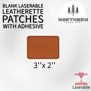 Rawhide Leatherette Patches with Heat Adhesive, Rectangle 3"x 2"| Glowforge, Laserable Leatherette, Hat Patches, Leather Patch, Iron on